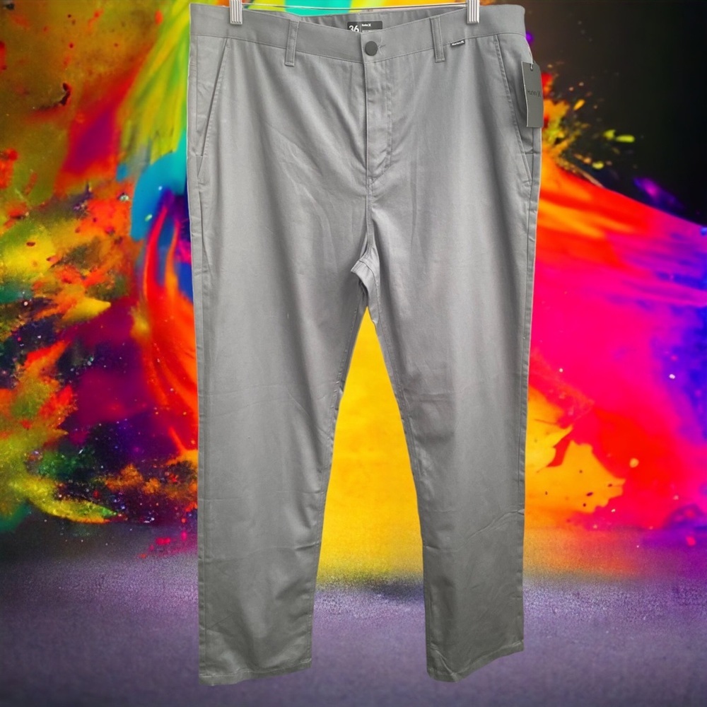 Hurley Pants Mens Size 36 Grey One and Only Straight Leg Stretch Pockets NWT